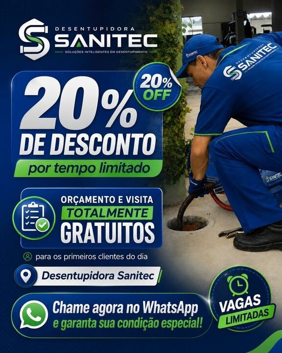 Promoção 20% de desconto - orçamento e visita gratuitos. Vagas limitadas.